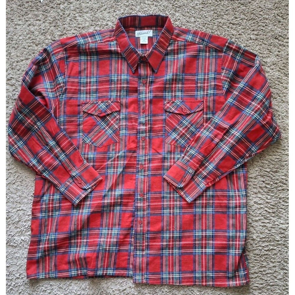 Haband Men's Plaid Flannel Shirt Snap Button Down Size 2XL Cabincore Lumberjack